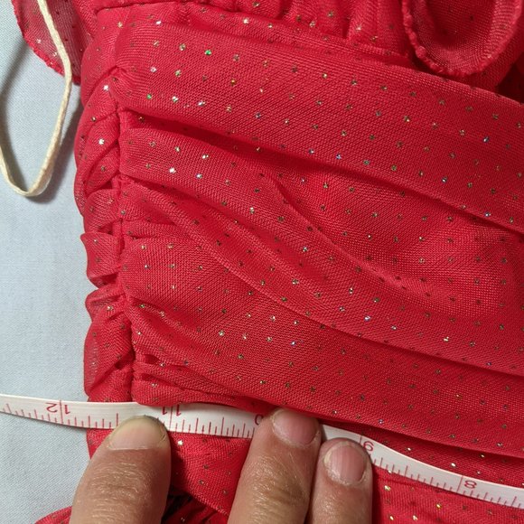 Red Strapless sparkle Prom Dress by Mike Benet Formals small Vintage! EUC! - Picture 10 of 17